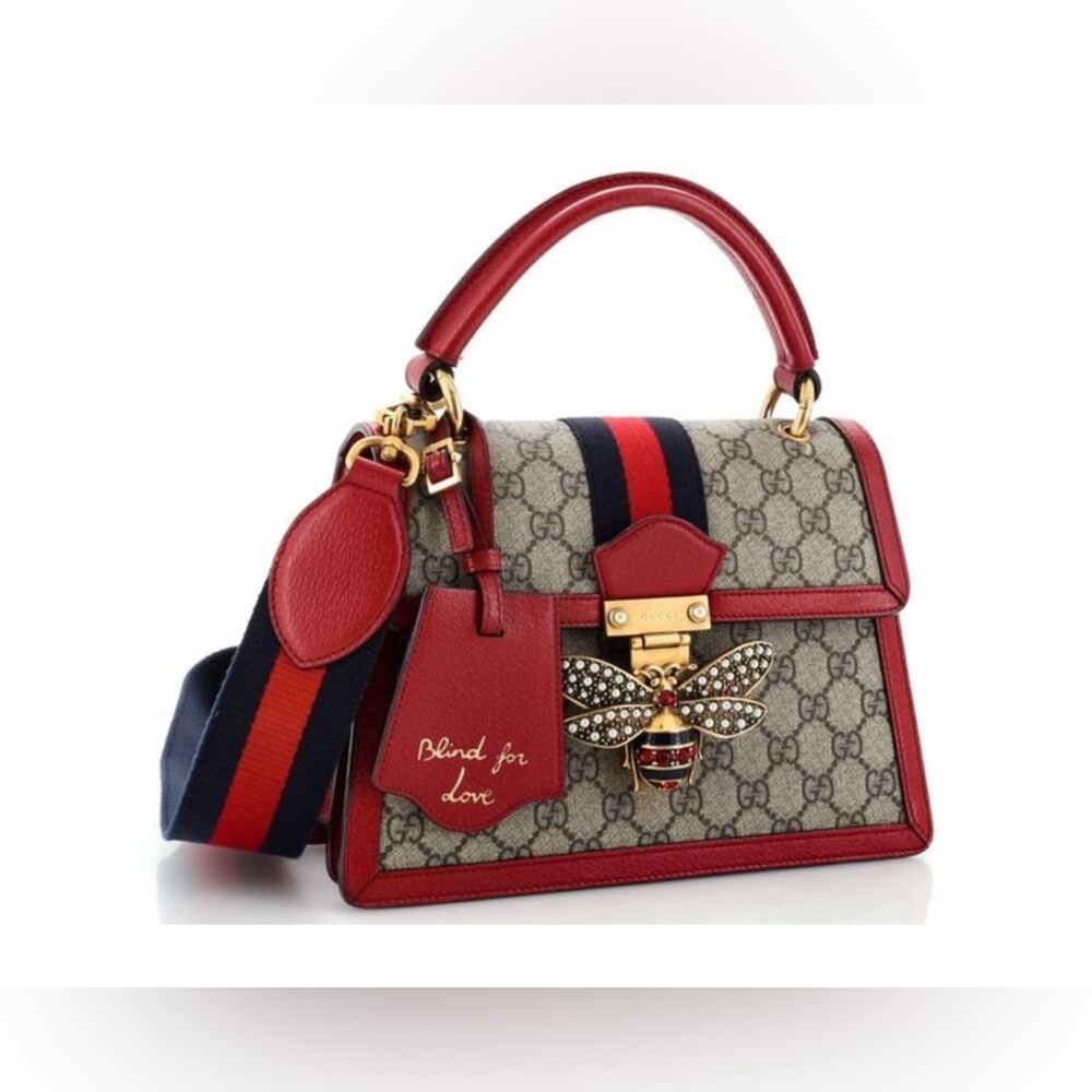 Gucci Queen Margaret Top Handle Bag GG Coated
Canvas Small Brown